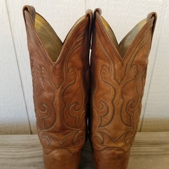 Vintage Goatskin Mens Brown Leather Cowboy Western Boots 9.5 D 16776 USA - Picture 13 of 14